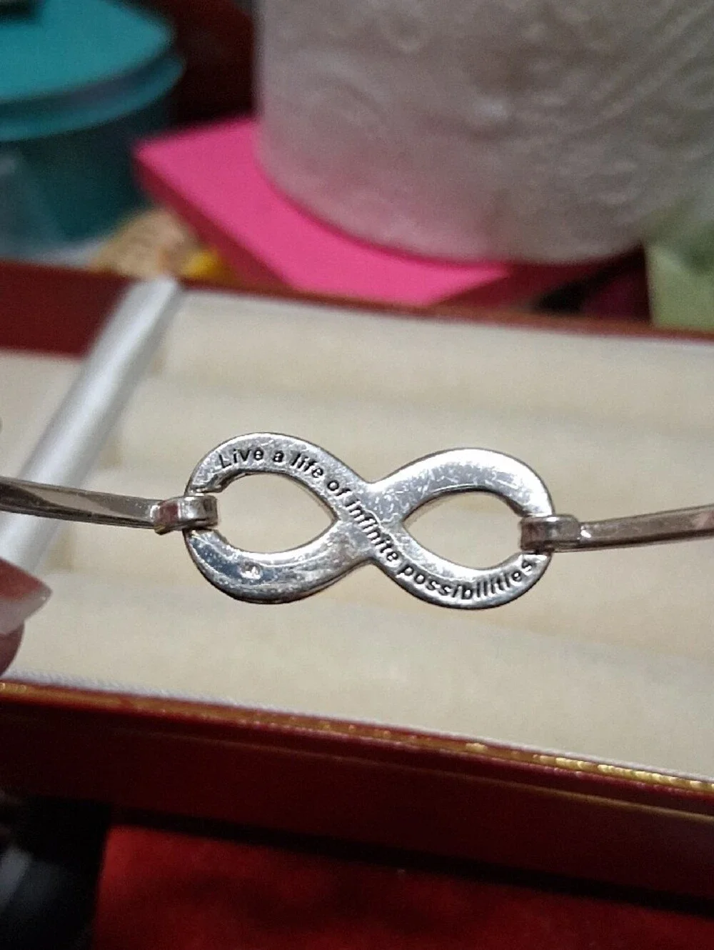 Source Unknown Silver Infinity Crystal Bangle Bracelet
